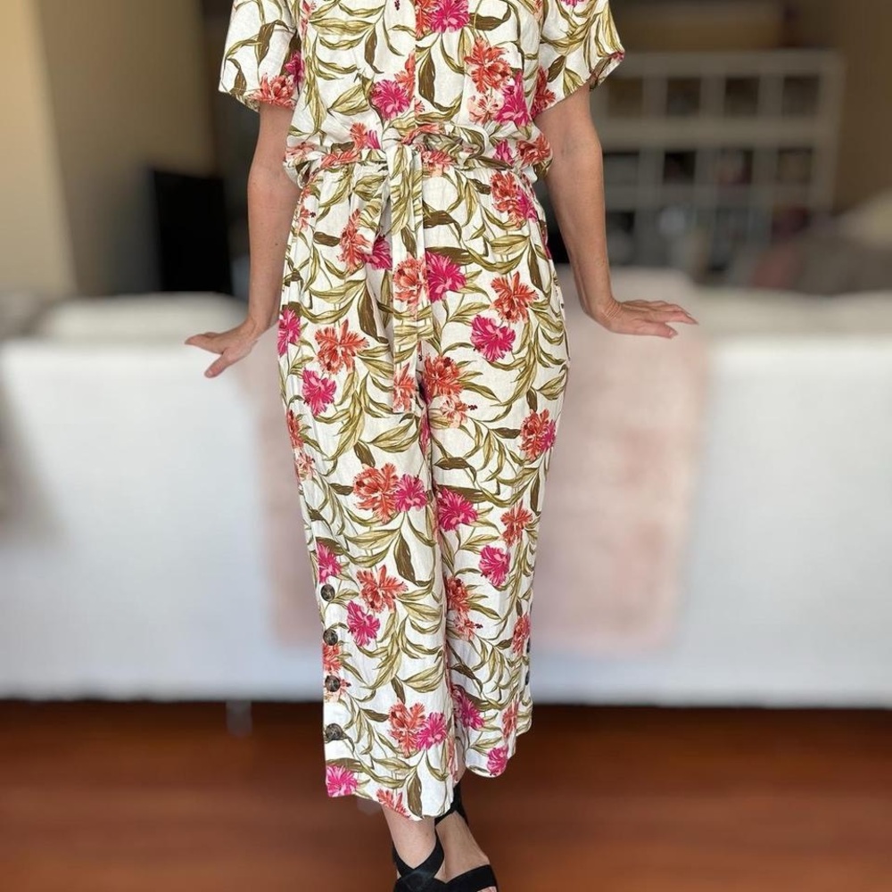 Kenzie Pink and Green Floral Jumpsuit
